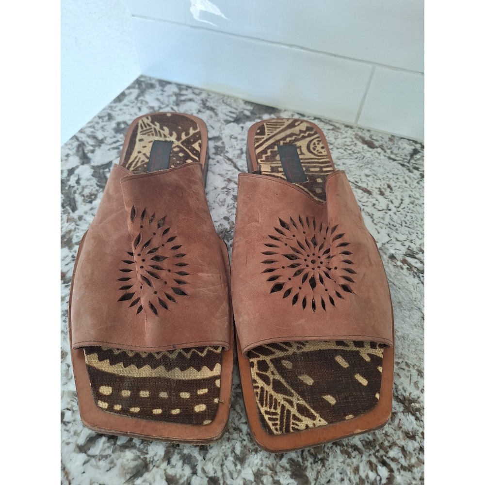 ANTHROPOLOGY Marco Delli leather Brown cowboy sandals size 46/13US‎